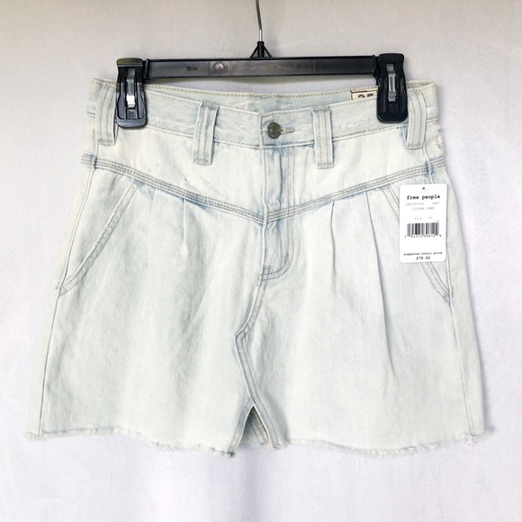 Free People NWT Sidecar Denim Distressed Miniskirt - Picture 12 of 12